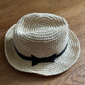 Kate Spade Straw Hat with Black Ribbon Detail